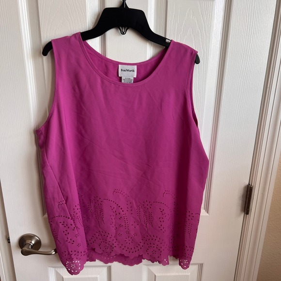 Bon Worth Tops - Bon Worth Tank‎ Top Sleeveless Laser Cutout Casual Top Pink Blouse Small Petite